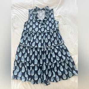 Crown & Ivy Navy Dress with Light Blue Paisley